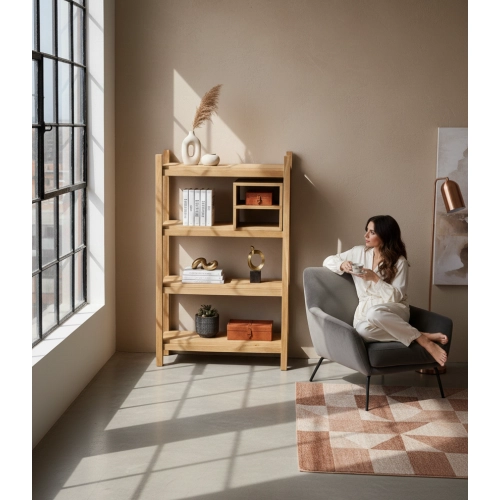 REGAŁ NA KSIĄŻKI  DREWNO LITE DĄB JESION OLCHA RNK-22